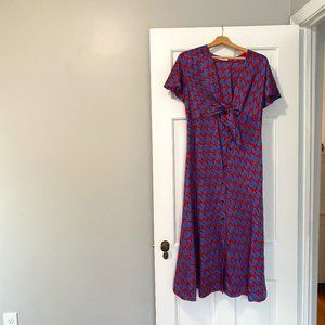 Sandro Catny Knotted Printed Satin-twill Midi Dress - Size 38